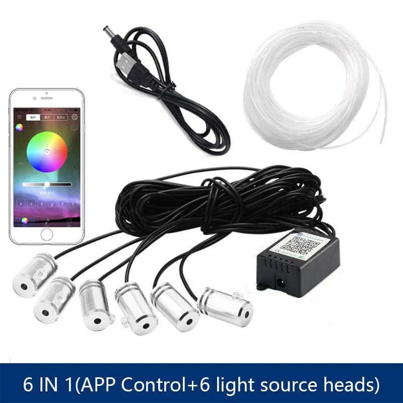 14 in 1 RGB LED Atmosphere Car Light Interior Decoration Fiber Strip Light By App Control Decorative Ambient Lamp Dashboard Lamp