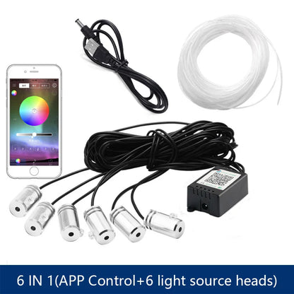 14 in 1 RGB LED Atmosphere Car Light Interior Decoration Fiber Strip Light By App Control Decorative Ambient Lamp Dashboard Lamp