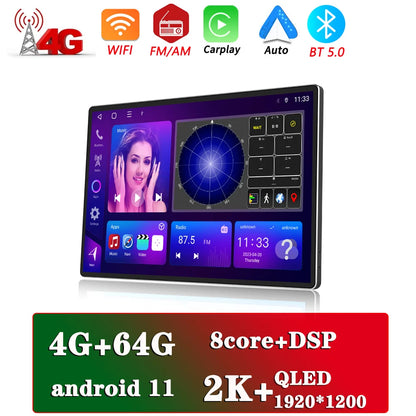 13.1" Car Radio GPS 2 din Android 11 Auto Carplay  For Nissan Hyundai KIA TOYOTA Honda Multimedia Player