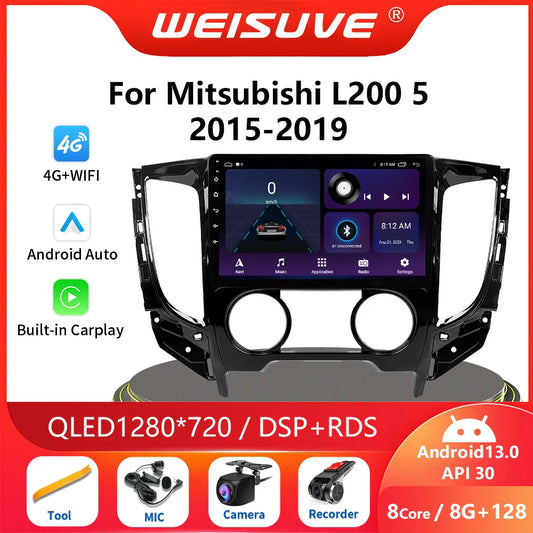 2 Din Android 13 Auto Car Radio Multimedia Video Player Stereo For Mitsubishi L200 5 2015-2019 GPS Navigation Carplay Screen DVD