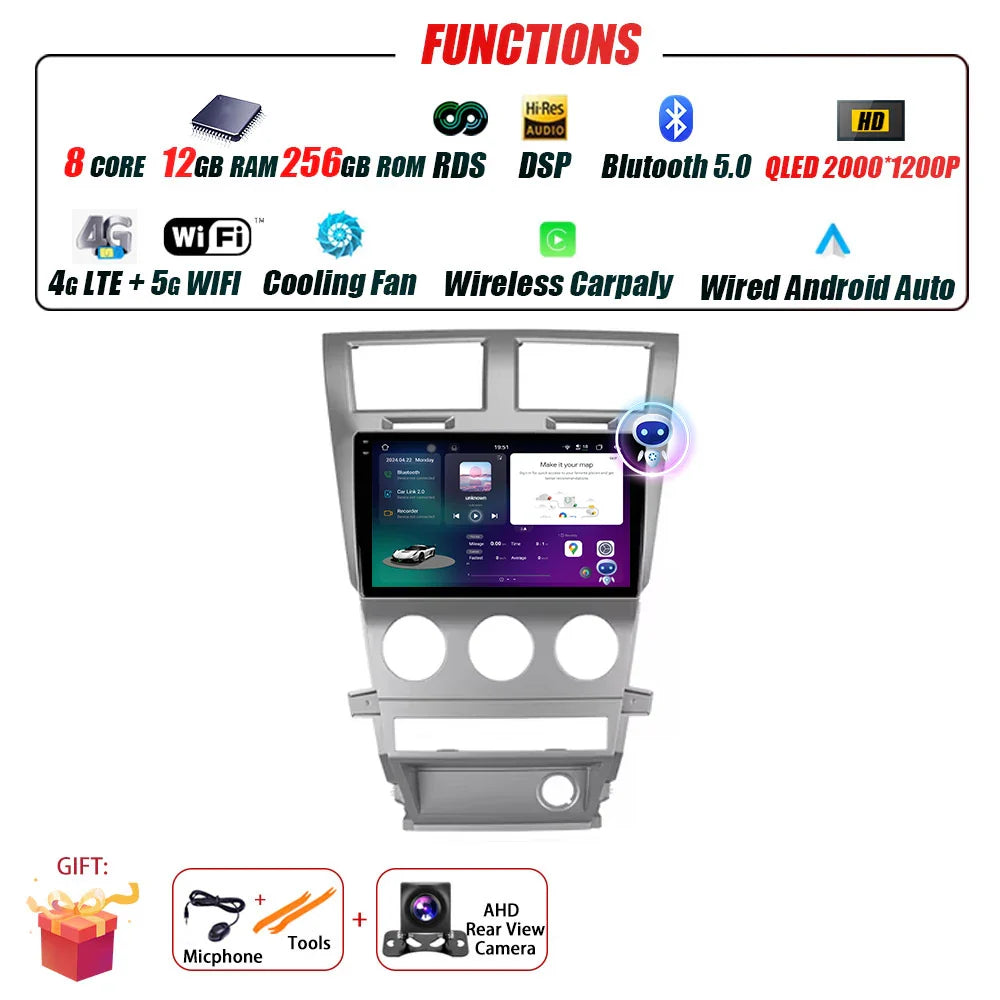 Car Radio Carplay For Dodge Avenger JS 2007 - 2010 For Dodge Nitro 2006 - 2011 Navigation GPS Android Auto Multimedia Player BT