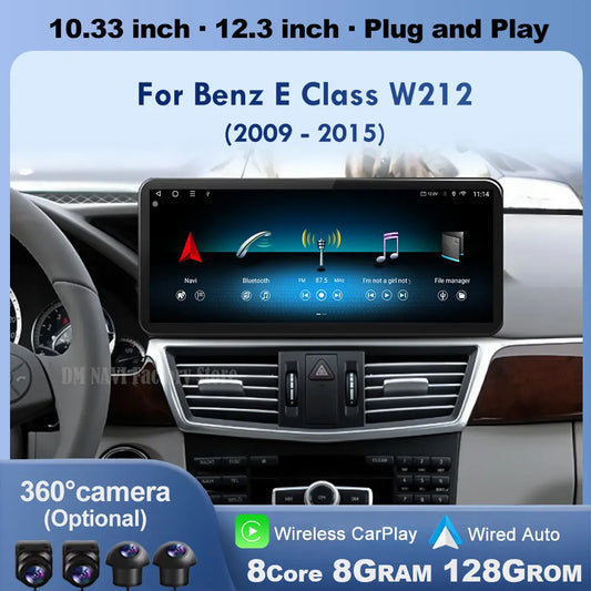 Wireless Carplay Android 14 for Mercedes Benz E Class W212 2009 - 2015 Car Radio Player Video DSP Stereo Touch Screen 4G WiFi BT