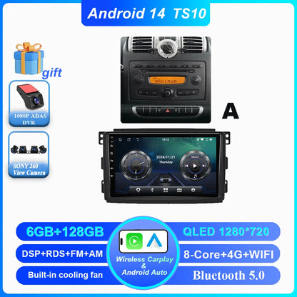 Car Android 14 GPS Navigation For Mercedes Benz Smart Fortwo 451 2010 - 2015 Auto Radio Stereo Multimidia Player Carplay NO 2DIN
