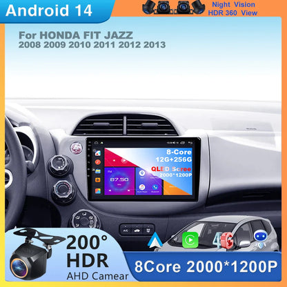 Android 14 For HONDA FIT JAZZ 2008 2009 2010 2011 2012 2013 Car Stereo Radio Multimedia Wireless Carplay Android Auto GPS 4G BT