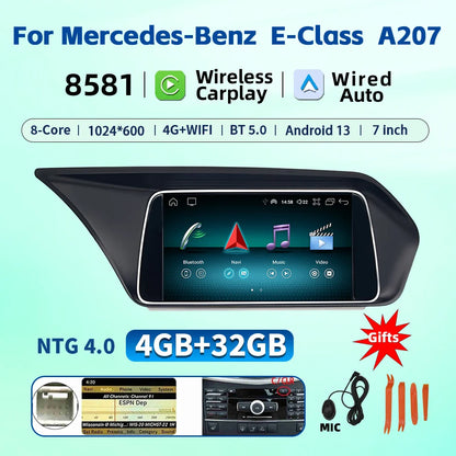 7 Inch Carplay Android 13 Auto Car Intelligent Systems For Mercedes Benz E Class W212 A207 X204 DSP Stereo Touch Screen