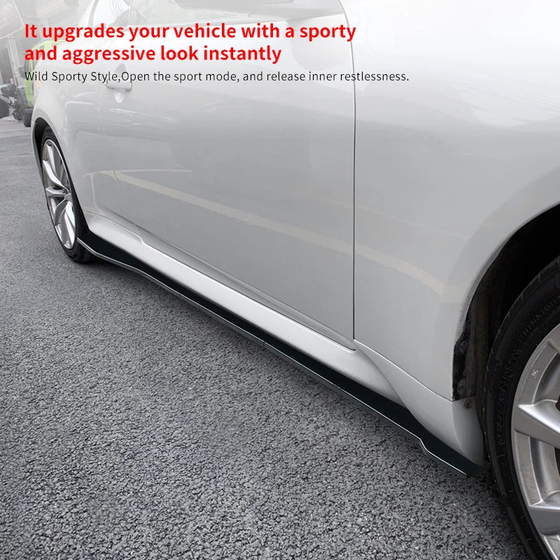 Car Modified ABS New Adjustable Side Skirt Splitter Spoiler Lip Rocker Panel Extensions Body Kit Winglet For Infiniti Q60