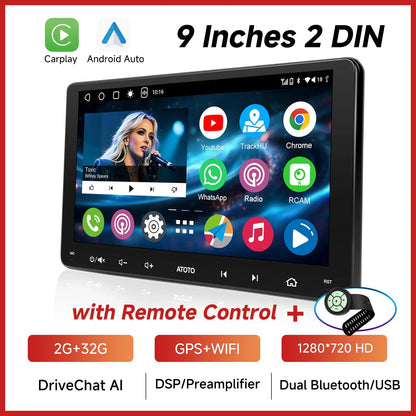 ATOTOZONE 9 Inch Android Car Radio Stereo Multimedia GPS Navigation Bluetooth WiFi FM Support Wireless Android Auto Carplay