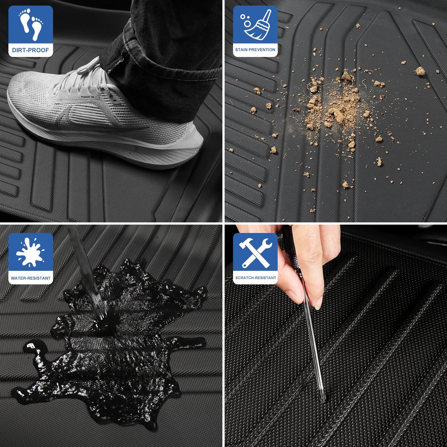 LUCKEASY for New Tesla Model Y 5seats Launch 2025+ Juniper TPE Floor Mats Cargo Liner Trunk Mats Backrest Pad Protection Black