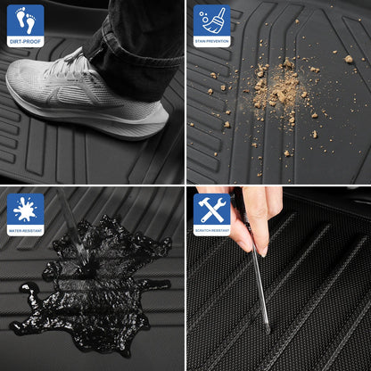 LUCKEASY for New Tesla Model Y 5seats Launch 2025+ Juniper TPE Floor Mats Cargo Liner Trunk Mats Backrest Pad Protection Black