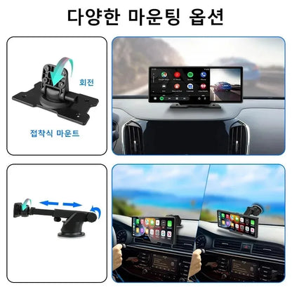 10.26"Car DVR with CarPlay&Android Auto,4K(3840*2160) Front and 1080P RearCamera,VoiceControl,BT,FM,GPS Recorder,DualLensDashcam