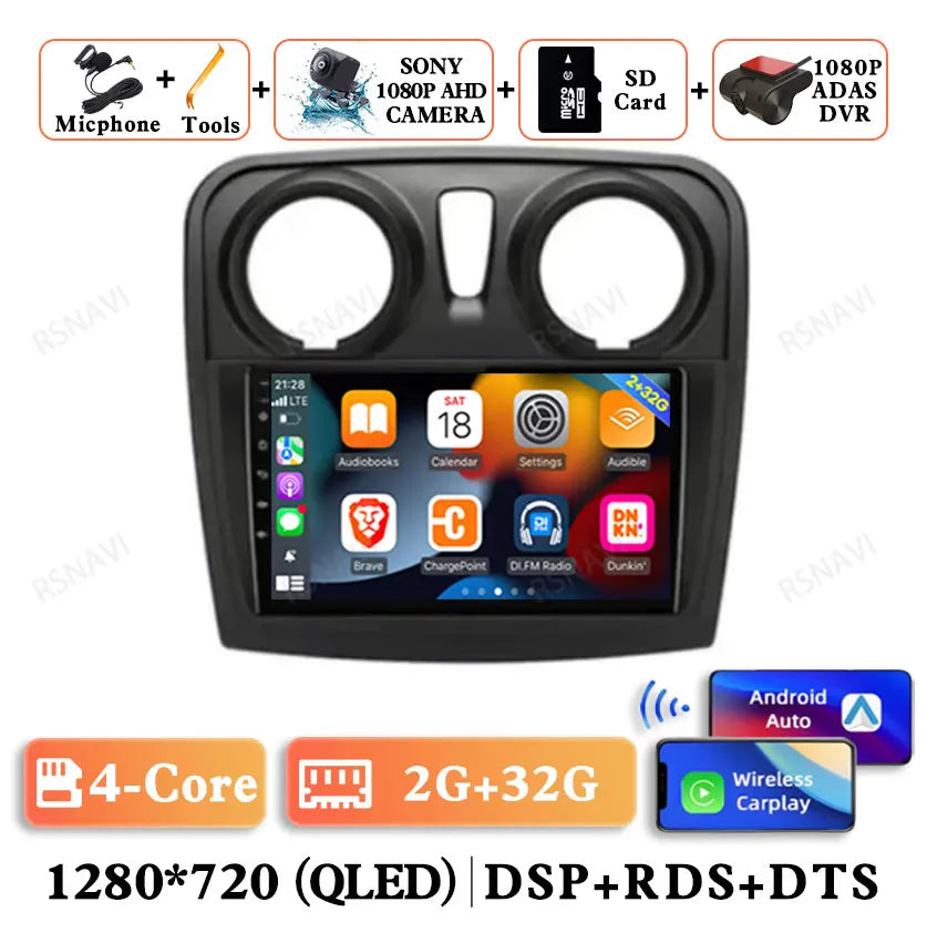 Android 15 For Renault Logan 2 Sandero 2 2012 - 2019 Stereo Qualcomm 5G WIFI DVD DSP QLED Head Unit Viedo Player Autoradio GPS