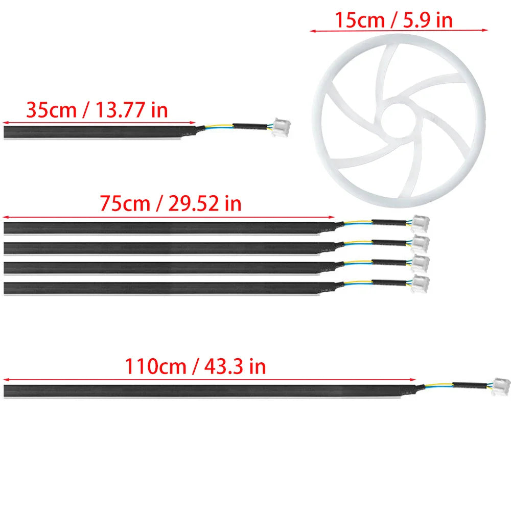 22in1 Universal Symphony Colorful Car Ambient Light Neon RGB Automobile Acrylic Strip Decor lamp APP & RF Remote Controller