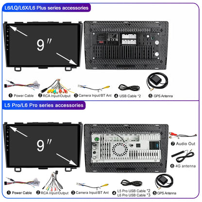 LEHX Pro 5G WIFI 8 Core Android 14 2 Din Autoradio Car Radio Multimedia Player For Honda CRV CR-V 2006-2011 Carplay gps dvd QLED