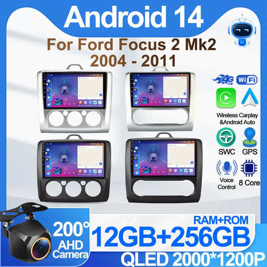 2din Android 14 Carplay Radio For ford focus 2 3 Mk2 Mk3 2004-2011 Automotive Car Multimedia GPS Autoradio 8 Core Wifi DSP BT