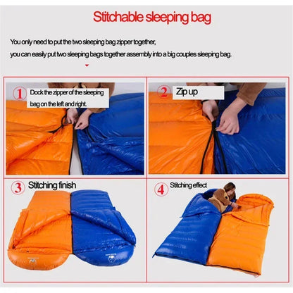 Size 220X85cm Lengthening And Widening Suitable For Tall People Good Quality White Goose Down Thermal Sleeping Bags Camping