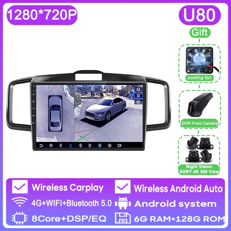 WIFI For Honda Freed 1 2008 - 2016 Car Radio Multimedia Video Player Navigation GPS Android Auto QLED Screen No 2din 2 din DVD
