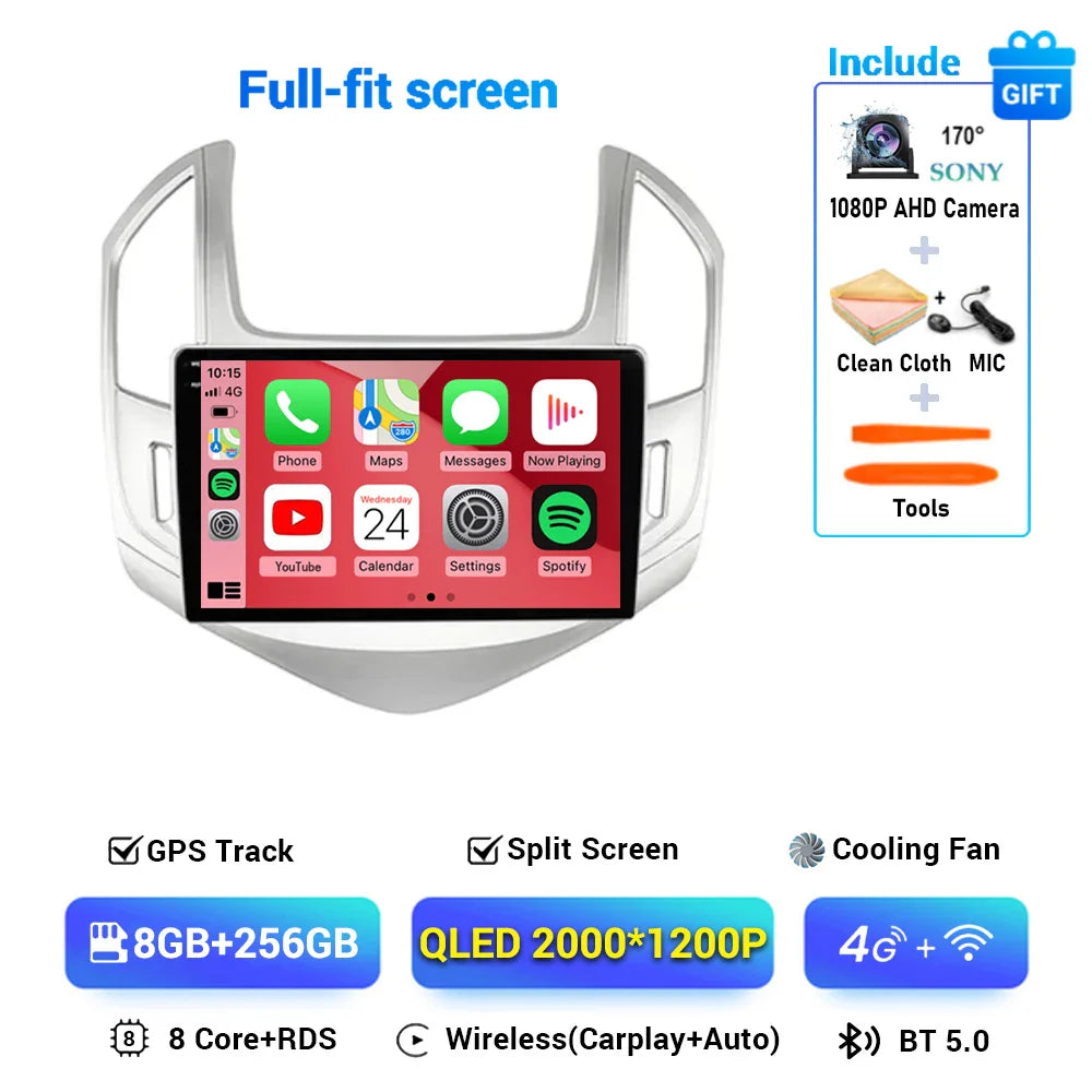 9" Android 15 Car Radio Video Player For Chevrolet Cruze J300 J308 2012 2013 2014 2015 GPS DSP Serero Auto Carplay 8G 1256G
