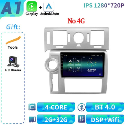 For Hummer H2 E85 2007-2009 Android 14 Car Radio Multimedia 4G GPS Navigation Wireless Bluetooth CarPlay Touch Screen Stereo