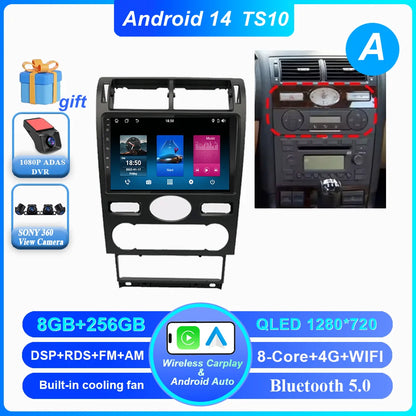 Android 14 Radio Stereo For Ford Mondeo MK 3 2000 2001 2002 2003 2004 2005-2007 Auto Multimedia Player GPS Navigation Bluetooth