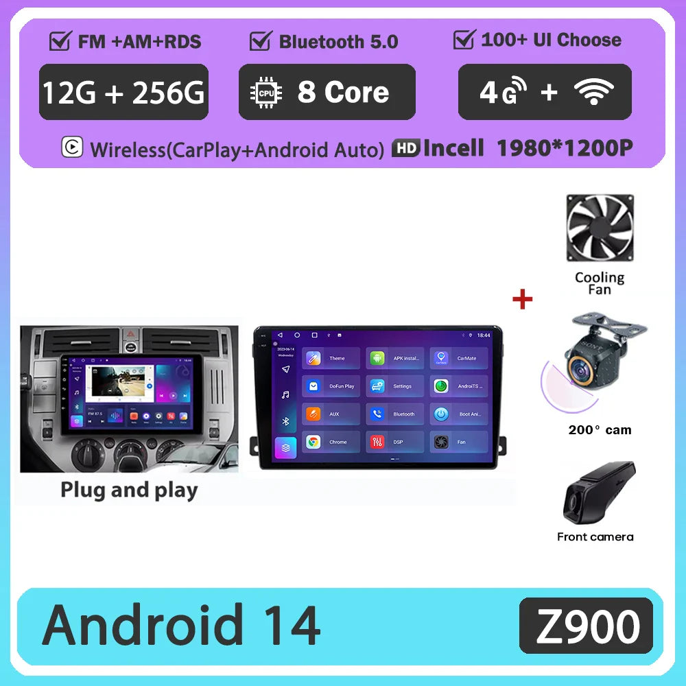 For Ford C-MAX 2003 - 2010 Android 14 Carplay Auto Car Radio Multimedia Video Player Navigation GPS No 2Din 2 Din DVD DSP 4G
