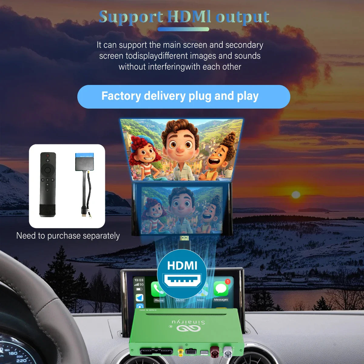 Wireless Carplay for Audi A4 B8 A5 Q5 2009-2015, Support Apple Carplay Android Auto AirPlay Mirroring Rear Camera USB Player