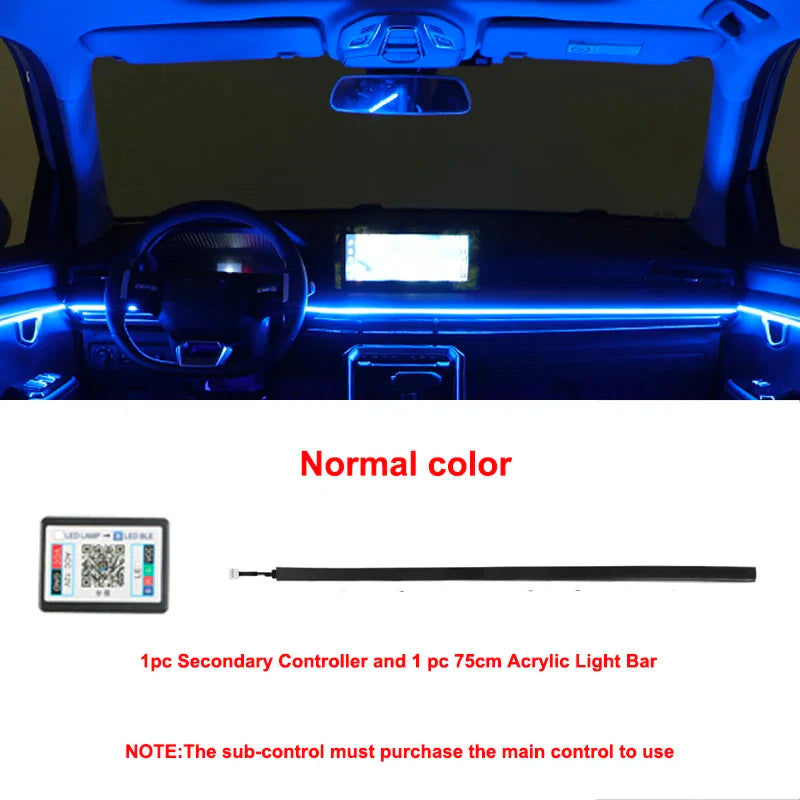 Universal Acrylic Neon LED Car Interior Ambient Lights APP Strip Light Guide Fiber Optic RGB Auto Decoration Atmosphere Lamp