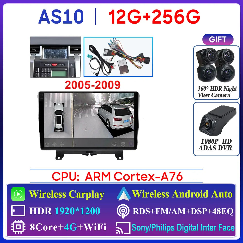 Car Radio Carplay For Land Rover Range Sport 2005 2006 2007 2008 2009  Multimedia Player GPS Navigation Android Auto 5G Wifi
