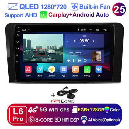 LEHX L6Pro 2 DIN Android 14 Car Radio For Mercedes Benz ML GL aW164 ML350 ML500 GL320 X164 ML280 GL350 GL450 Carplay Auto Audio