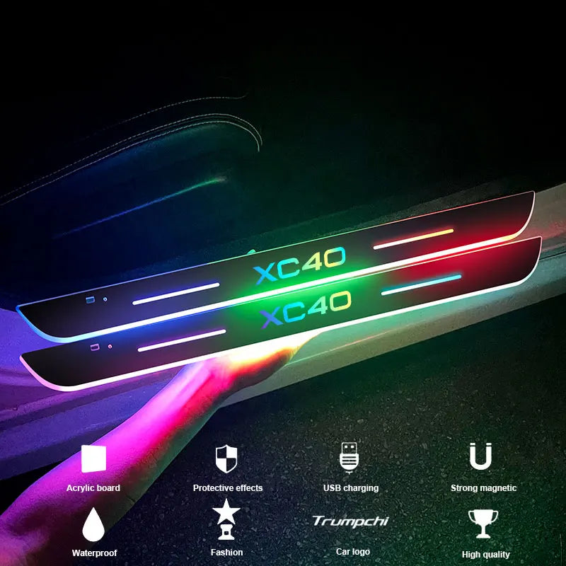 Car door Sill light logo Projector lamp Power Moving LED Welcome Pedal For Volvo XC40 car accesorios