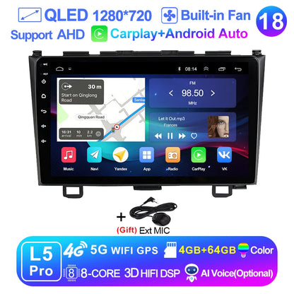 LEHX Pro 5G WIFI 8 Core Android 14 2 Din Autoradio Car Radio Multimedia Player For Honda CRV CR-V 2006-2011 Carplay gps dvd QLED