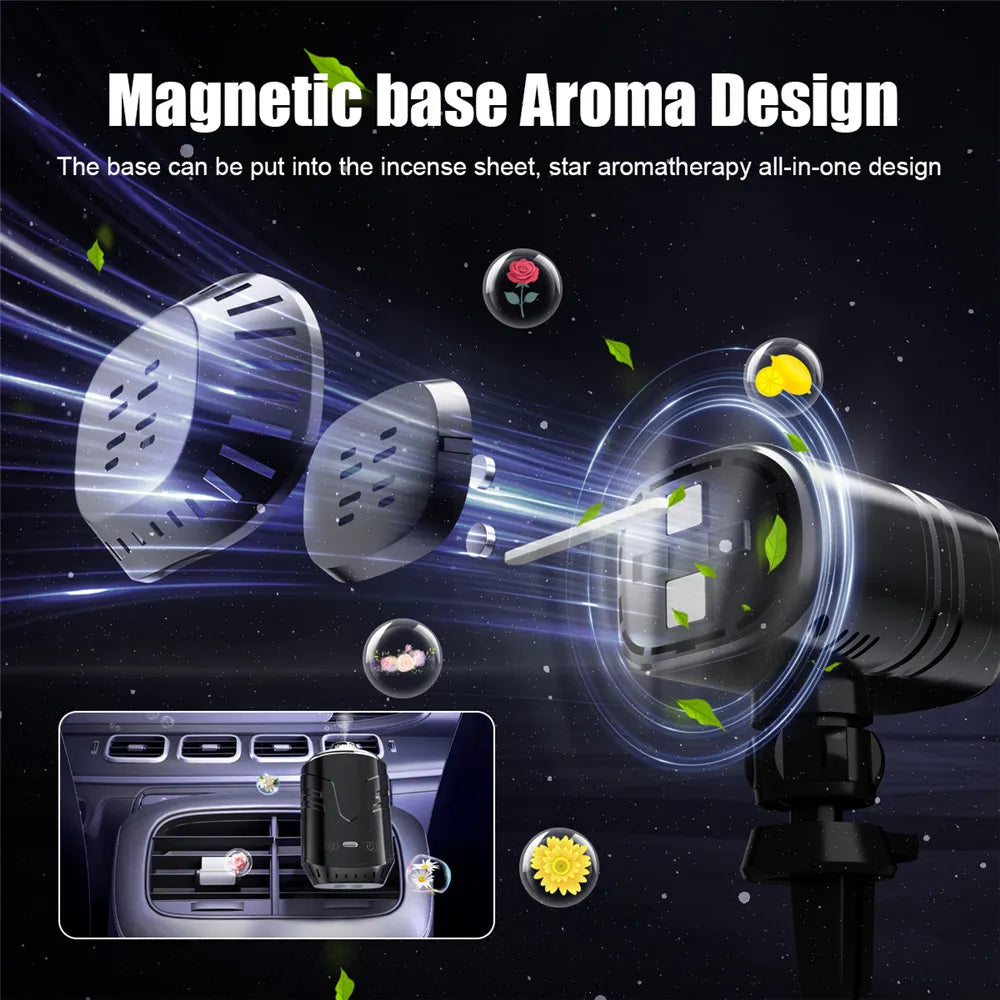 Car Air Freshener Starry Sky Top With Multi-Function Aromatherapy LED Ambient Light Essential Freshener Diffuser Accessories