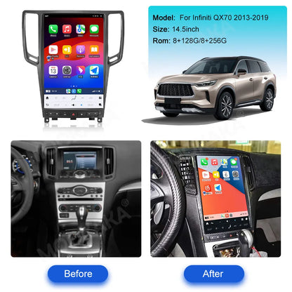 14.4 inch Carplay For Infiniti G37 2007-2013 Android 13 Tesla Style Screen Auto Stereo HeadUnit Car Multimedia Player Radio Tape