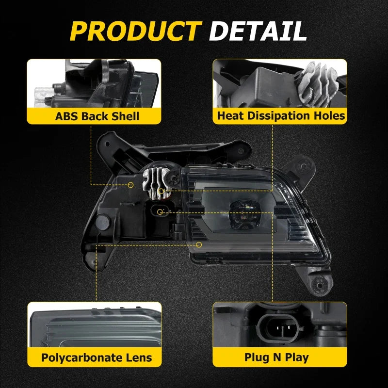 2pcs Car Front Bumper Driving Fog Lights Kit for Chevrolet Silverado 1500 2500HD 3500HD 2019-2022