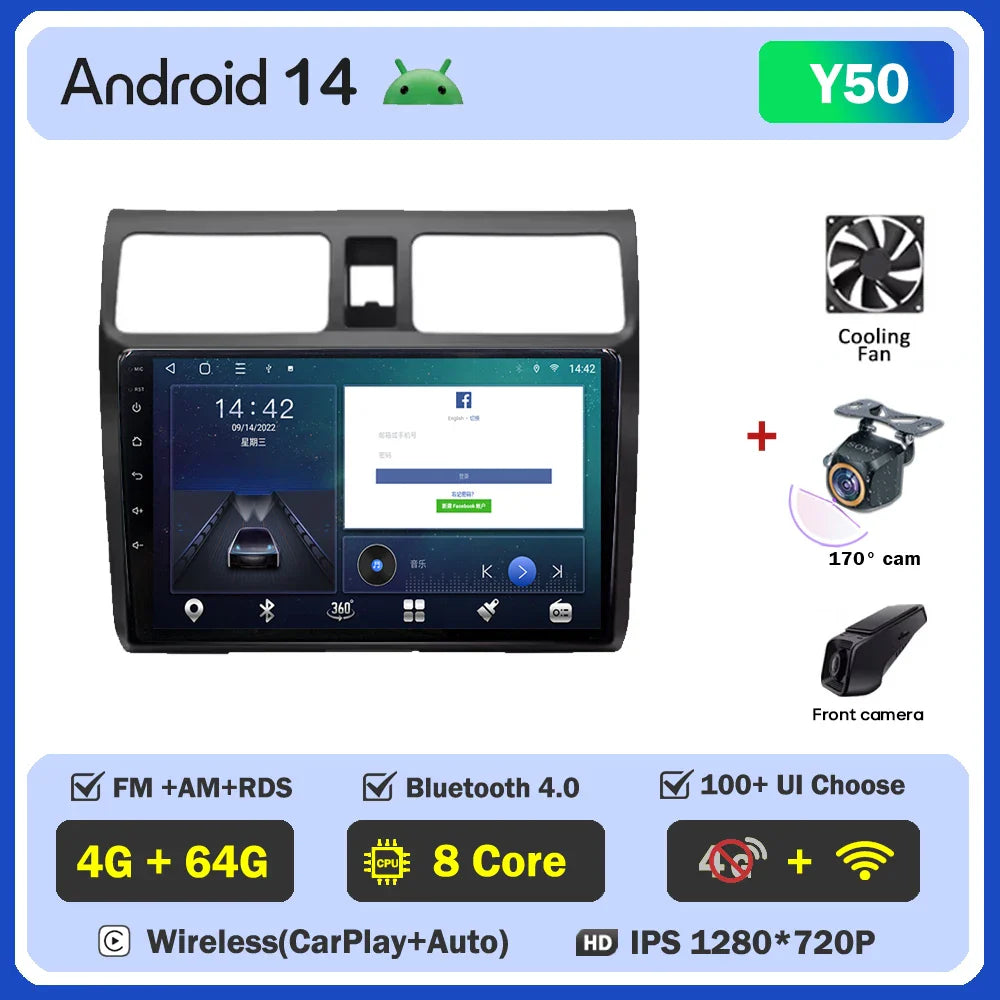 Android 14 Car player Auto Car 9 inch Radio For Suzuki Swift 2003 - 2010 GPS Navigation Auto Radio Dash Cam 5G wifi QLED Screen