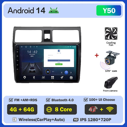 Android 14 Car player Auto Car 9 inch Radio For Suzuki Swift 2003 - 2010 GPS Navigation Auto Radio Dash Cam 5G wifi QLED Screen