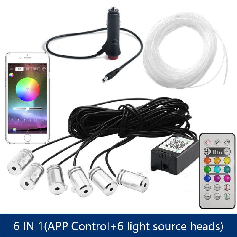 14 in 1 RGB LED Atmosphere Car Light Interior Decoration Fiber Strip Light By App Control Decorative Ambient Lamp Dashboard Lamp
