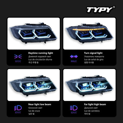 Car Lights For BMW 3 Series 2005-2012 E90 RGB Headlight LED Projetor head Lamp Daytime Running Light Automotive Accessories