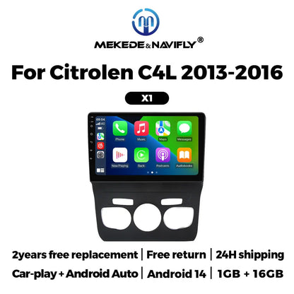 Android 14 Autoradio For Citroen C4 C4L DS4 2012 - 2017 Car Intelligent System Car Radio Multimedia Player Wireless CARPLAY+AUTO