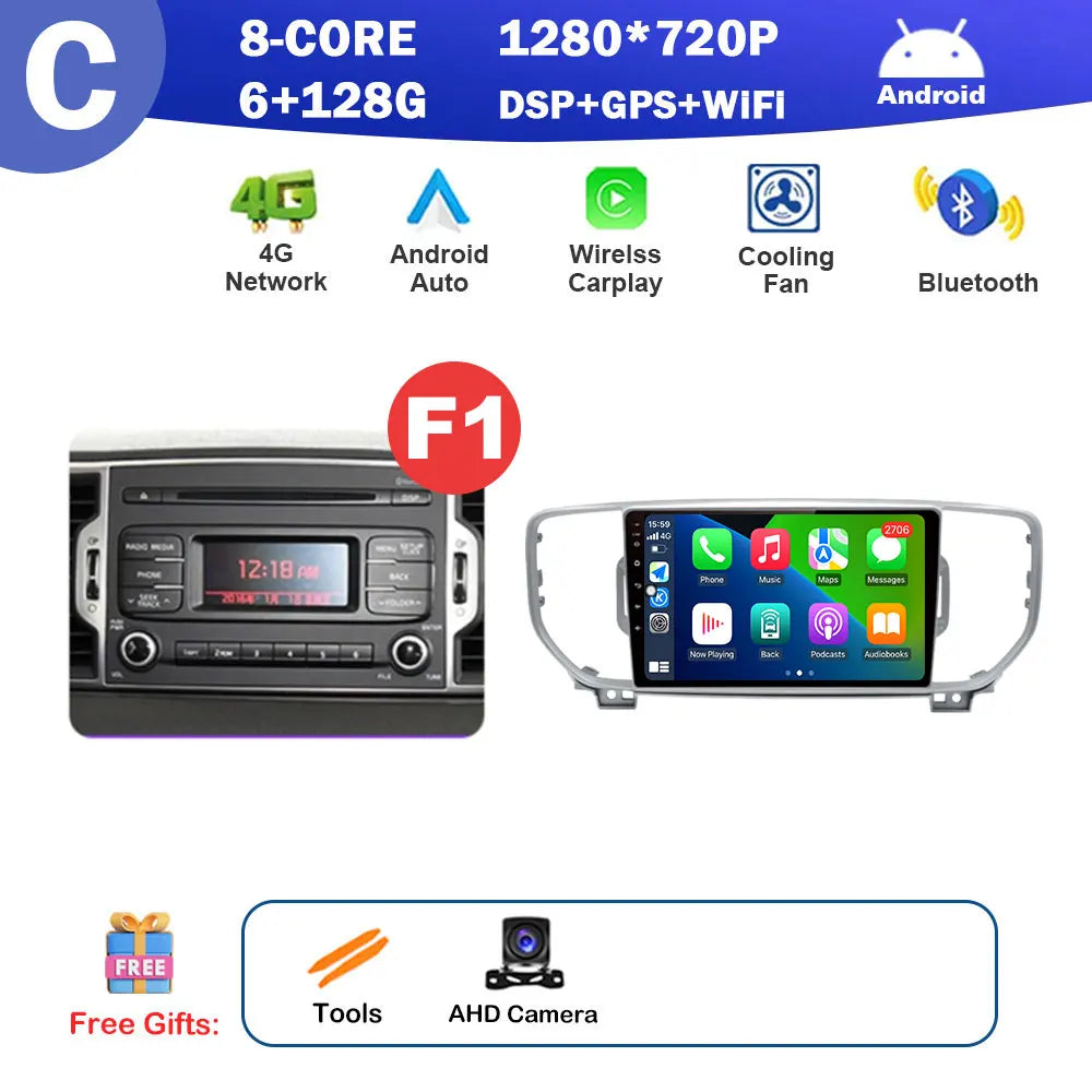 9 inch for KIA Sportage 4 QL 2016 2017 2018 Android Auto Navigation GPS Split Screen Wireless Carplay DSP Stereo Bluetooth WiFi