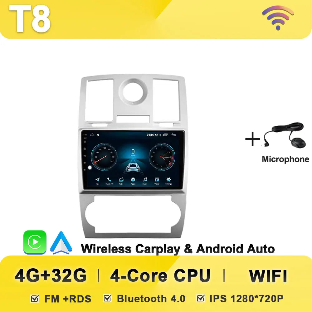 Android 14 For Chrysler 300C 1 2004 - 2011 Car Radio Player Stereo Head Unit Intelligent Car Systems GPS Navigation 5G Wifi RDS