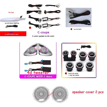 RHD AMbient Light For Benz C/GLC Coupe W205 X253 C43 C63 C200 C180 Decorative LED Strip Light 3D Tweeter Speaker Lamp