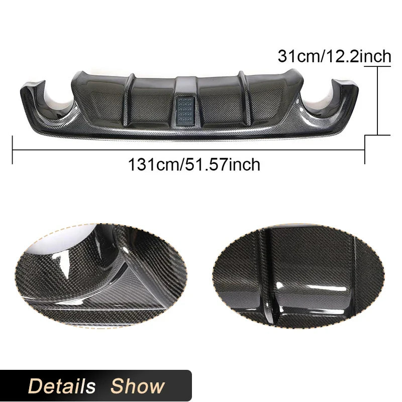 Carbon Fiber Rear Bumper Diffuser Lip Spoiler for Infiniti Q50 Q50S Sedan 4D 2018 2019 Car Rear Apron Lip With Light Body Kit