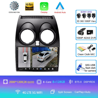 Android 14 2 DIN untuk Nissan Qashqai 1 J10 2006-2014 Radio Mobil Navigasi Pemutar Multimedia DVD Carplay Stereo Speaker Unit Ke