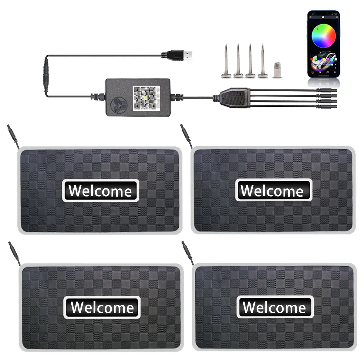 Customizable！Car LED Foot mats Symphony 213 Colors Led Car Ambient Lights App Control RGB Led car interior light accessories