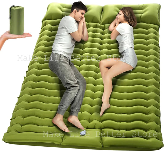 Inflatable Mattress with Built-in Pillow Pump 200x140cm Outdoor Sleeping Bed Vehicle Inflatable Cushion for Summer Beach Mat