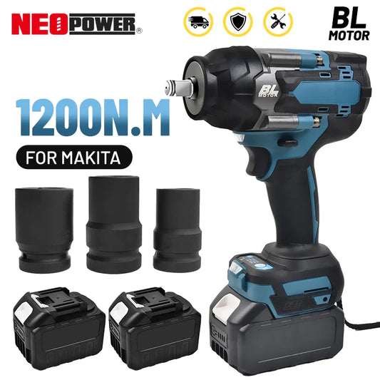 1200N.M Torque Brushless Electric Impact Wrench 1/2 inch Cordless Wrench Screwdriver Power Tools for Makita 18V Battery power tools