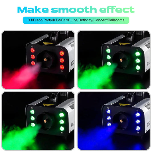 Somspot 1200W RGB LED Smoke Fog Machine Haze Generator Remote Controlled Fog Machine Stage Effect Equipment for DJ Disco Party power tools