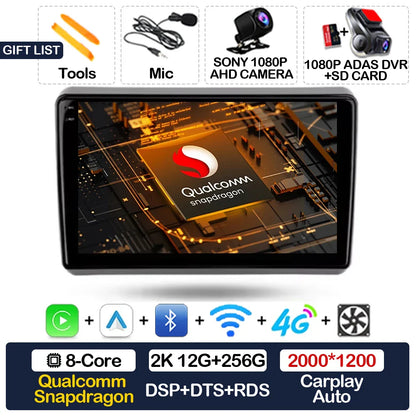 Android 15 Car Radio For Dodge Dart 2012 - 2016 BT Head Unit 4G WIFI Qualcomm GPS NAVI 2DIN Multimedia Video Player QLED LTE 5G