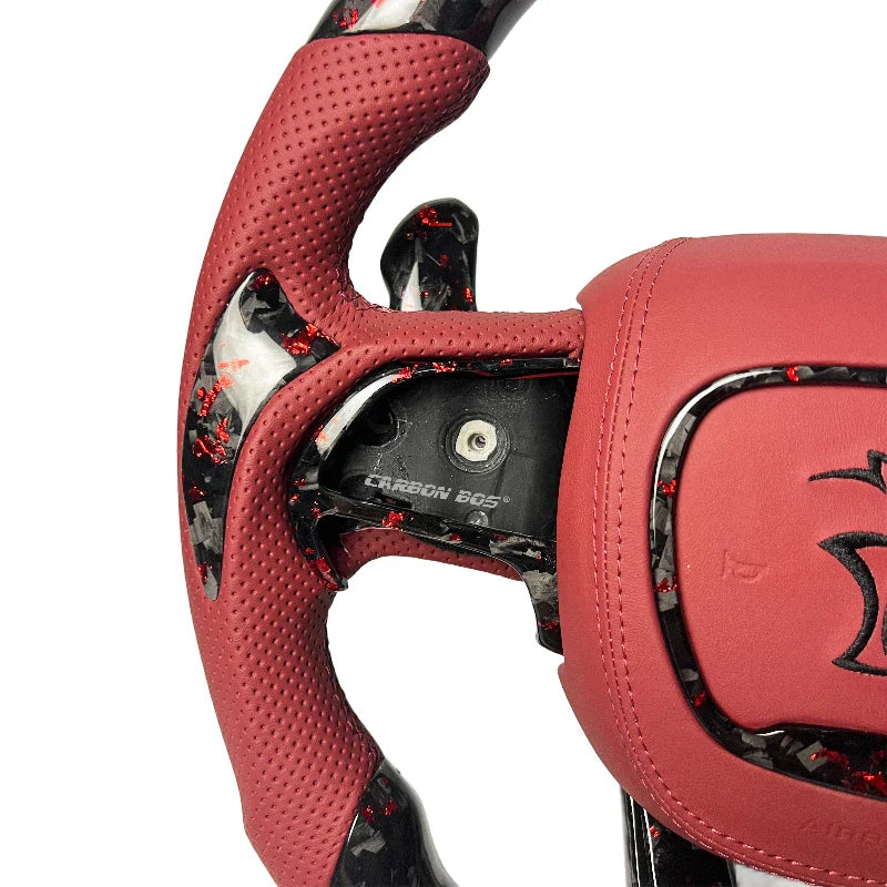 Customized leather carbon fiber LED steering wheel suitable for Dodge Challenger SRT HELLCAT 2008-2024 series racing cars