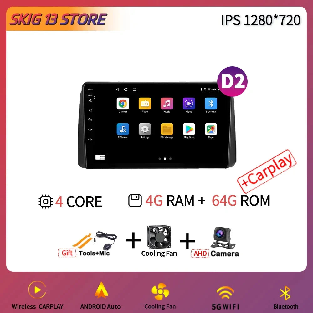 Wireless Carplay WIFI 2DIN Car Radio Android 14 for Chrysler Grand Voyager 5 2011-2015 Multimedia Video Player Navigation GPS